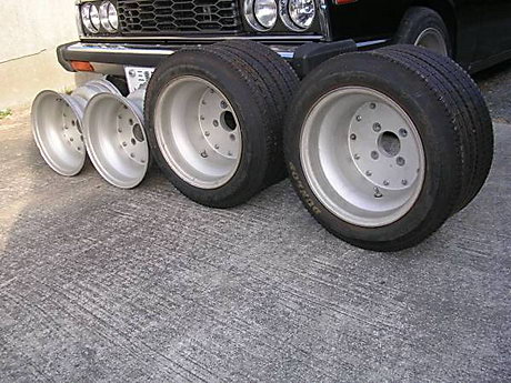 SSR mk1 rims: 9.5J (front) and 11J (rear) wide