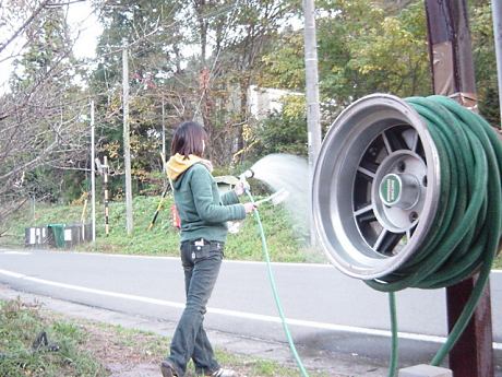 Hayashi Street rims used as garden hose reel