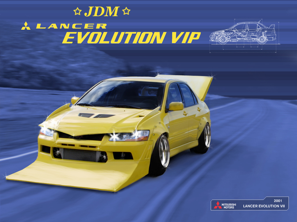 Bosozoku style artwork: Gunwoo's sharknosed Evo 7